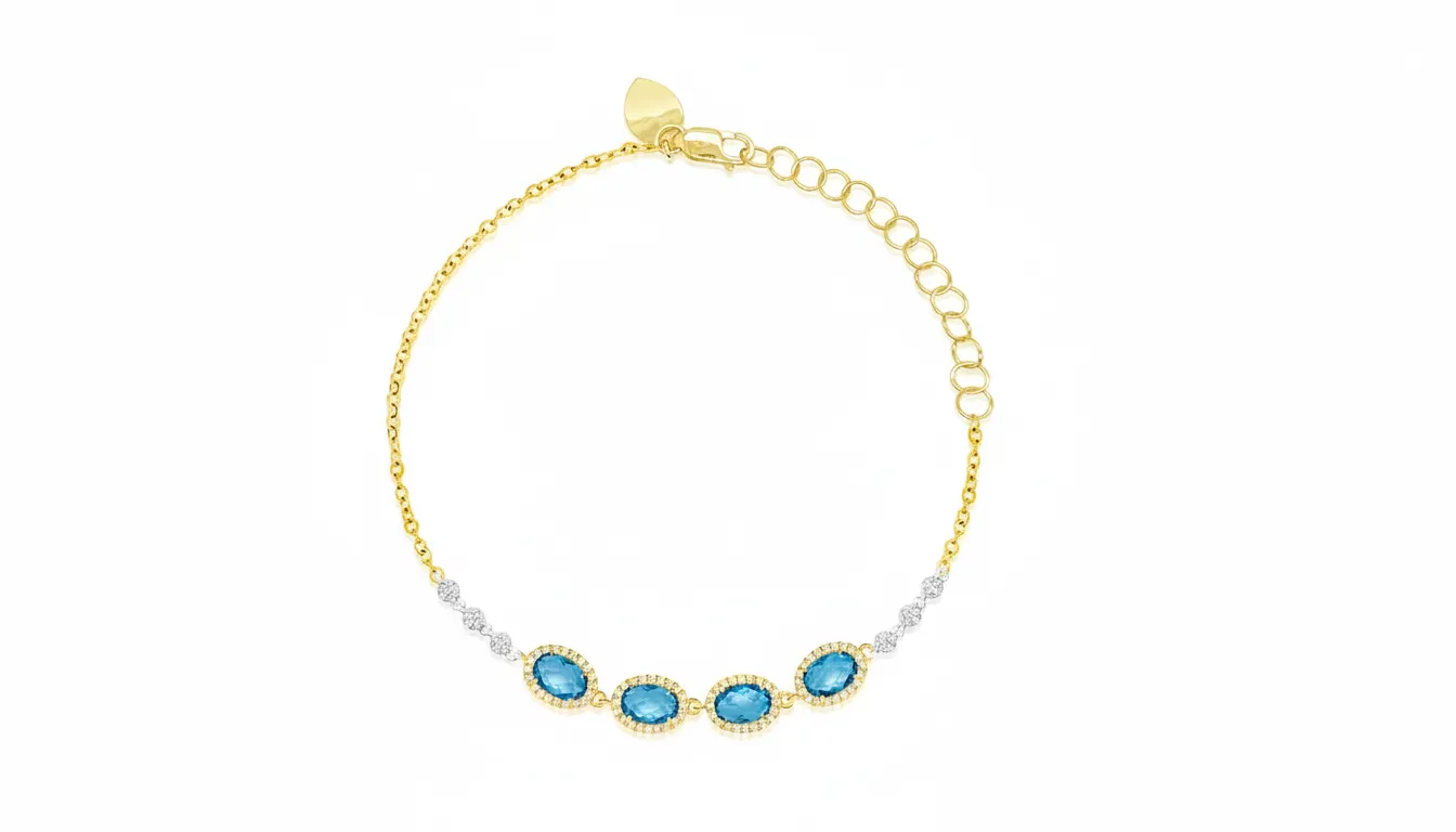 14kt Yellow and White Gold Blue Topaz Oval Bracelets sold by Meira T