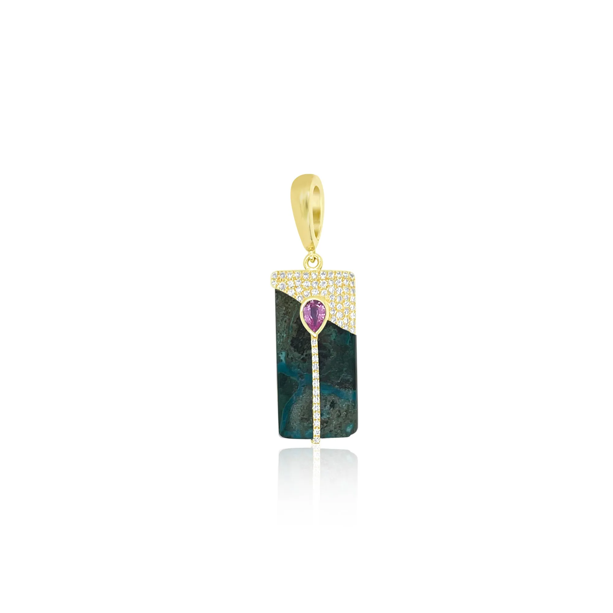 14kt Yellow Gold Diamond Chrome and Pink Sapphire Charm sold by Meira T