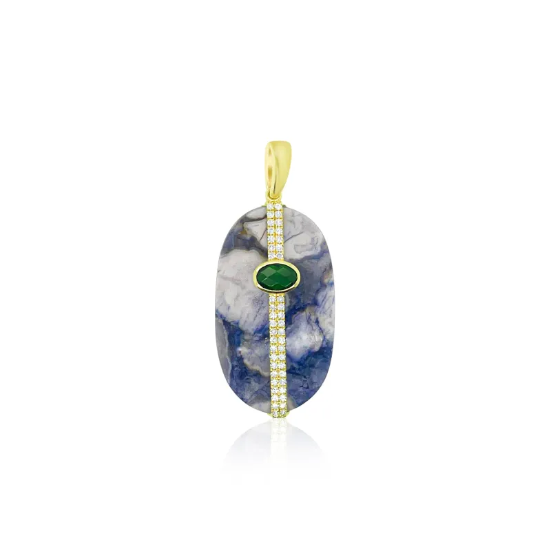 14kt Yellow Gold Diamond Chrome and Lapis Charm sold by Meira T