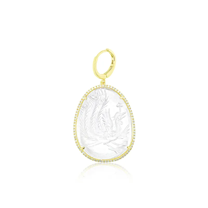 14kt Yellow Gold and Diamond Bird Lithograph Charm made by Meira T