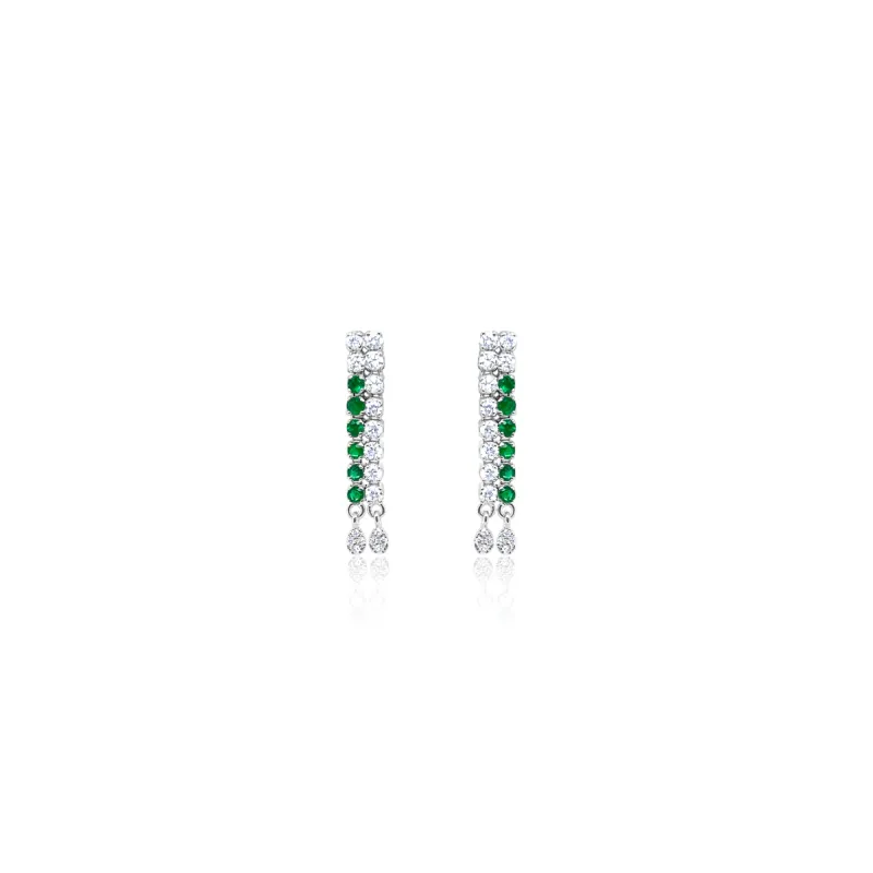 White Gold Emerald and Diamond Earrings sold by Meira T