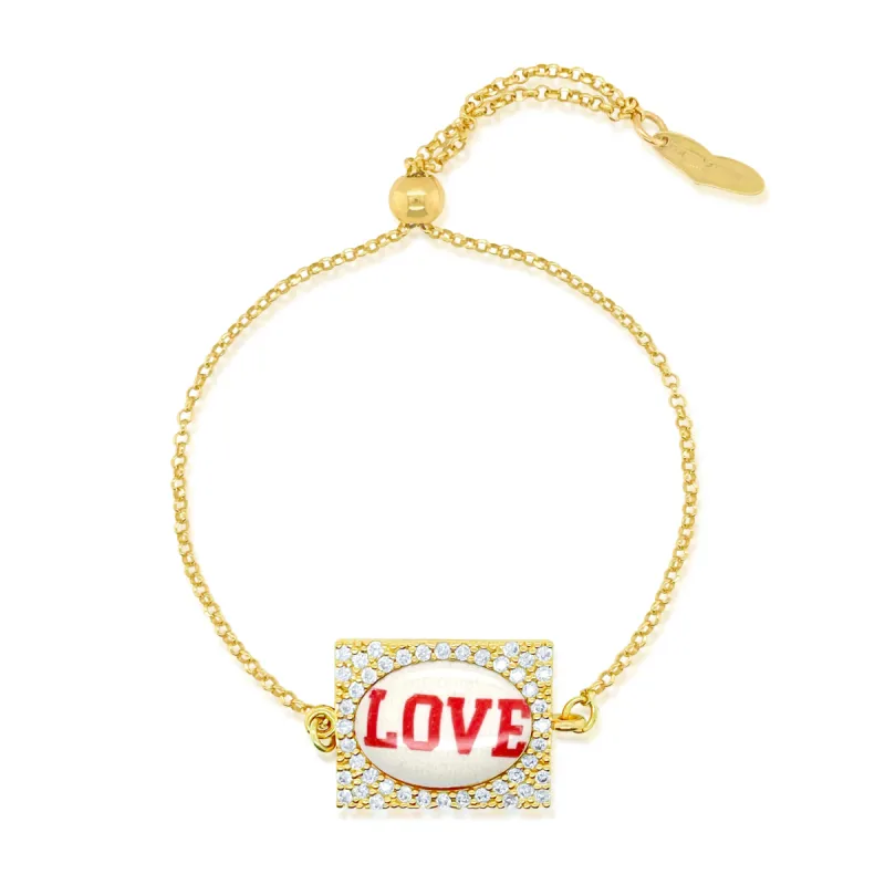 Yellow Gold Plated and CZ Square Love Bracelet sold by Meira T