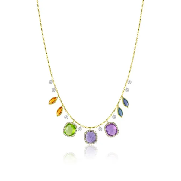 Diamond and Rainbow Stone Necklace sold by Meira T