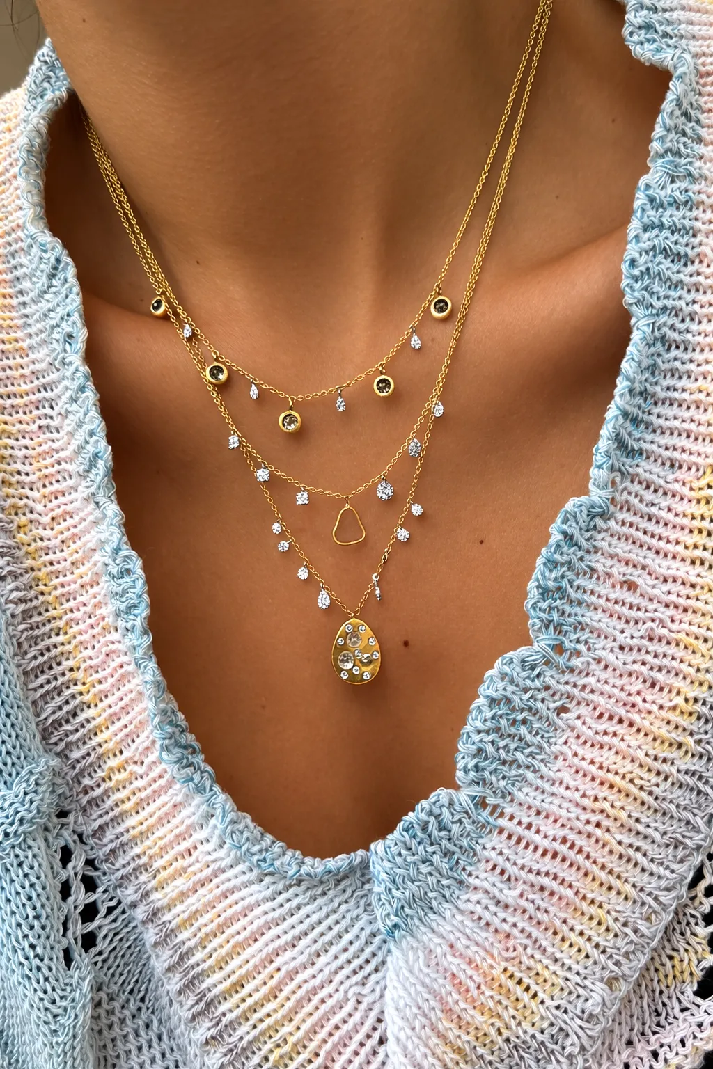 Brushed Yellow Gold Rough Diamond Textured Necklace sold by Meira T product image thumbnail 2