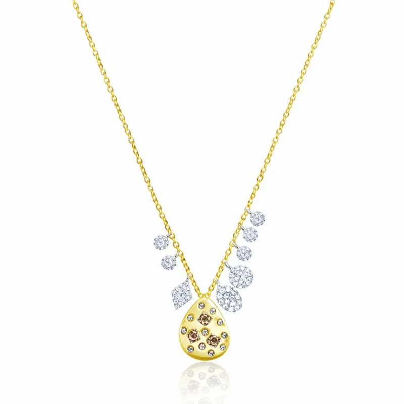 Brushed Yellow Gold Rough Diamond Textured Necklace made by Meira T