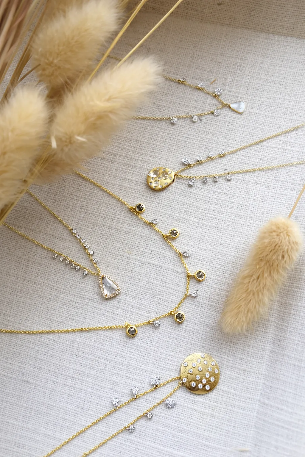 Brushed Yellow Gold Rough Diamond Textured Necklace sold by Meira T product image thumbnail 3