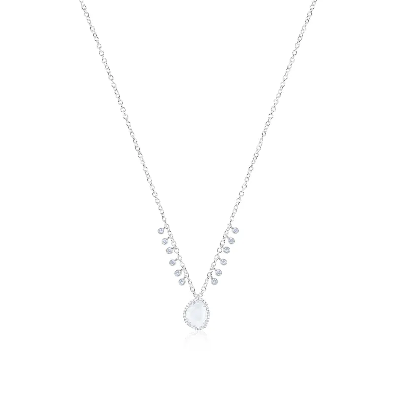14kt White Gold Diamond and White Sapphire Necklace sold by Meira T