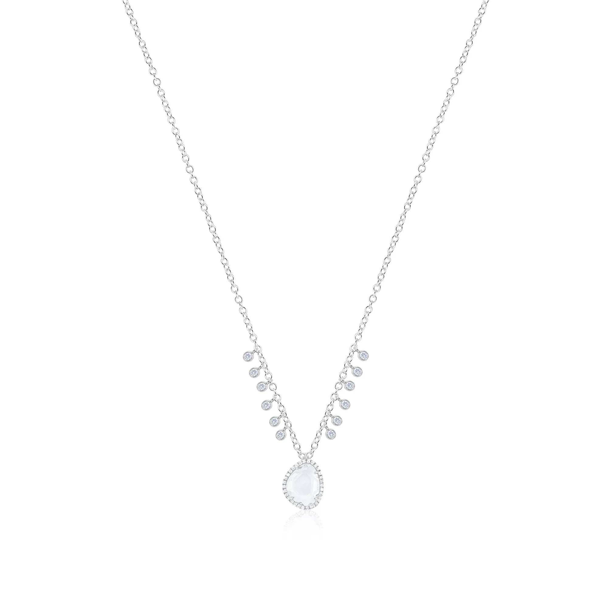 14kt White Gold Diamond and White Sapphire Necklace sold by Meira T