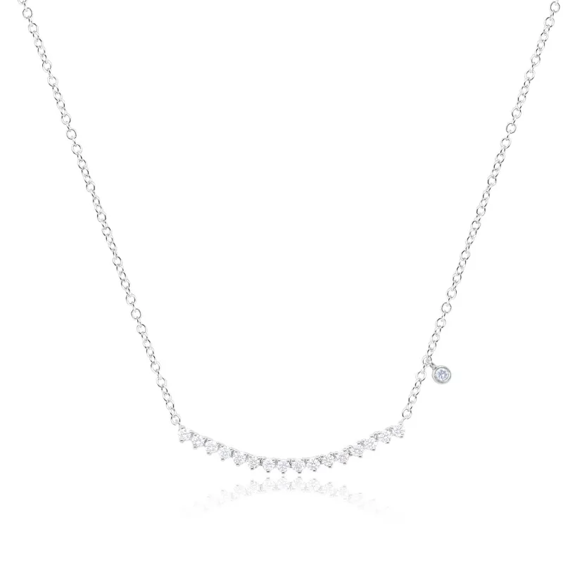 14kt White Gold Diamond Bar Necklace sold by Meira T
