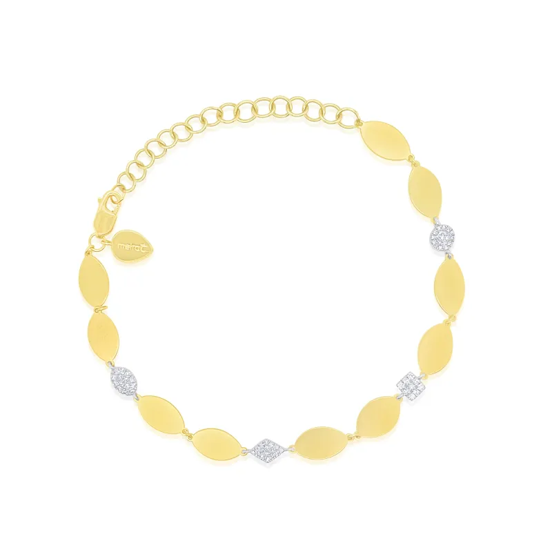 14kt Yellow Gold Diamond and Brushed Gold Bracelet sold by Meira T