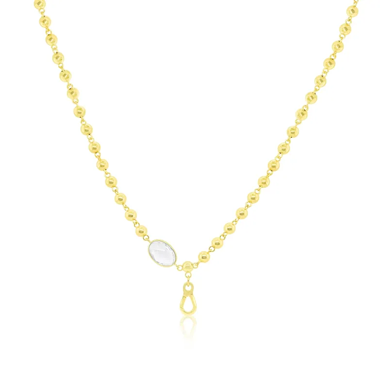 14kt Yellow Gold White Topaz and Ball Chain Link Necklace sold by Meira T