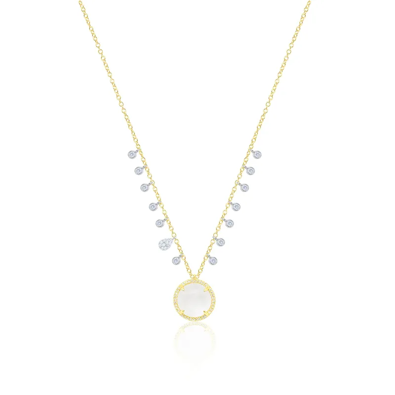 14kt Yellow Gold Diamond and Rainbow Moonstone Pendant Necklace sold by Meira T
