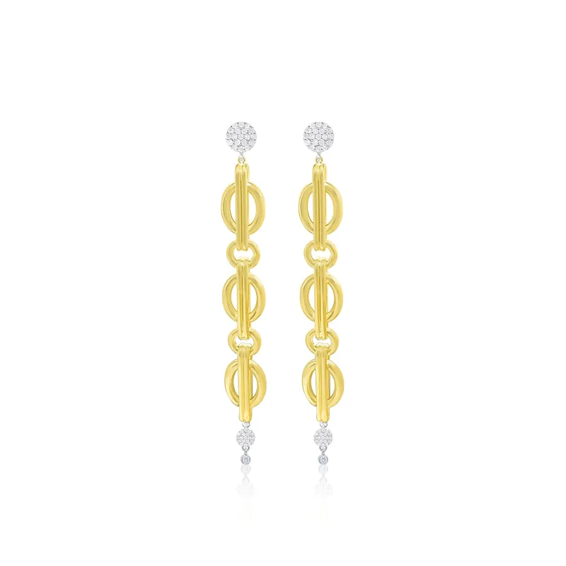 14kt Yellow Gold and Diamond Drop Chain Earrings made by Meira T