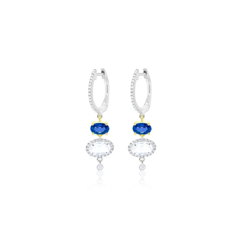 14kt White Gold Blue and White Sapphire Diamond Earrings sold by Meira T