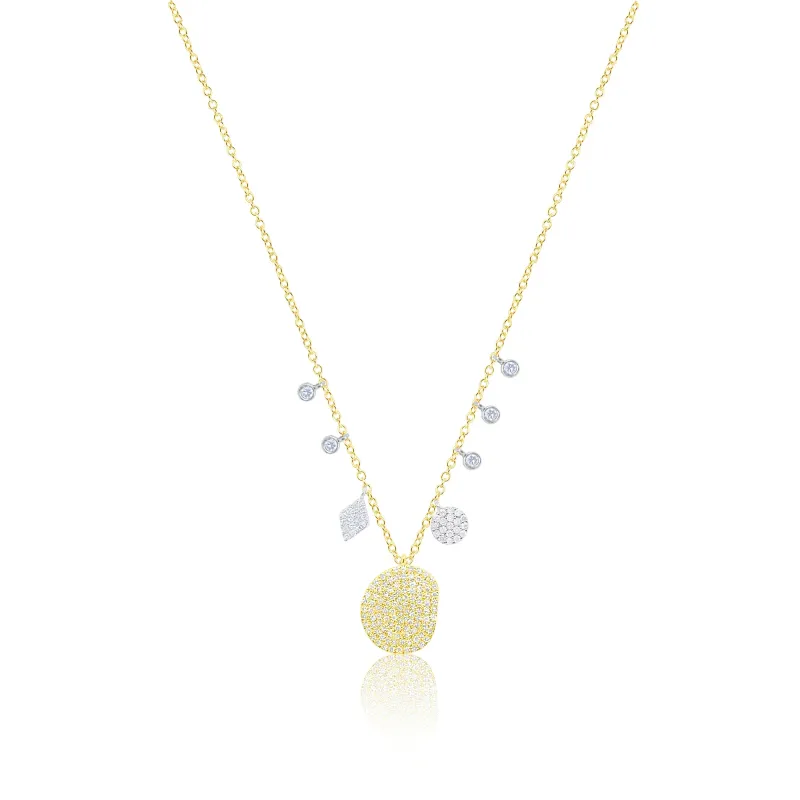 Yellow Gold Free Form Organic Diamond Necklace sold by Meira T