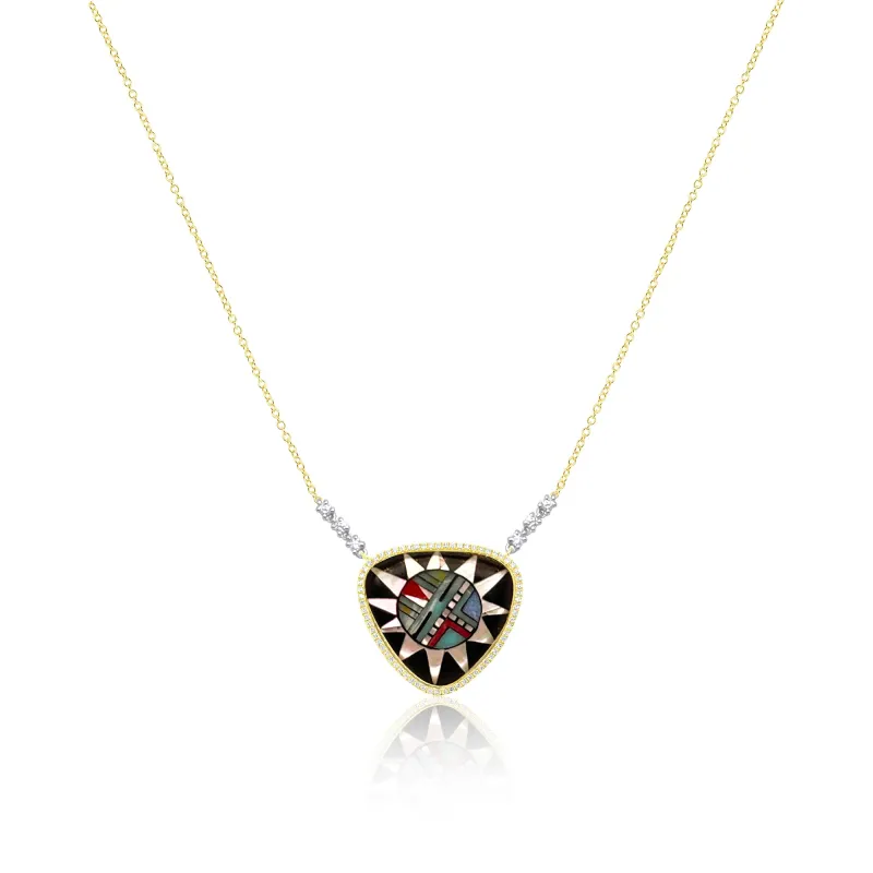 14kt Gold Mosaic Necklace with Diamonds made by Meira T