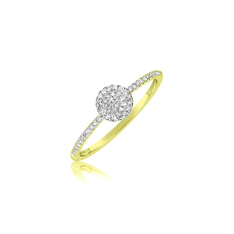 Signature Meira T White Gold Pave Disc Ring  14kt Yellow Gold made by Meira T
