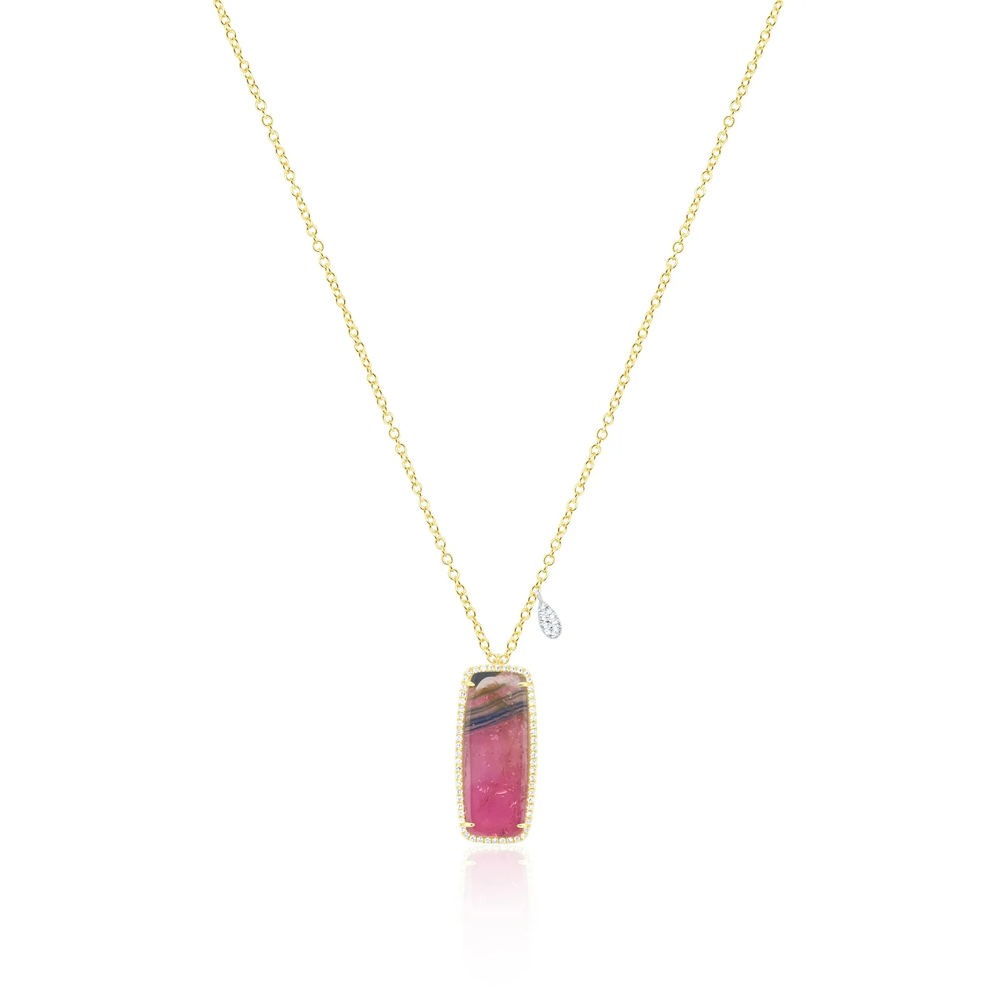 14kt Yellow Gold Diamond and Tourmaline White Onyx Pendant Necklace sold by Meira T