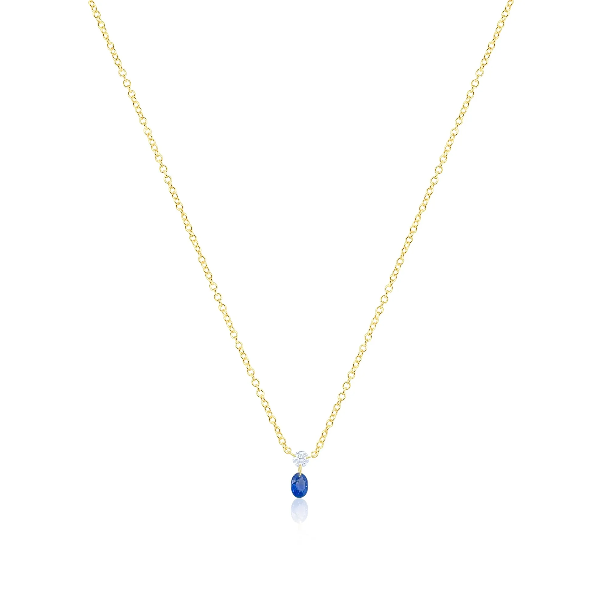 14kt Yellow Gold Diamond and Sapphire Stone Necklace sold by Meira T