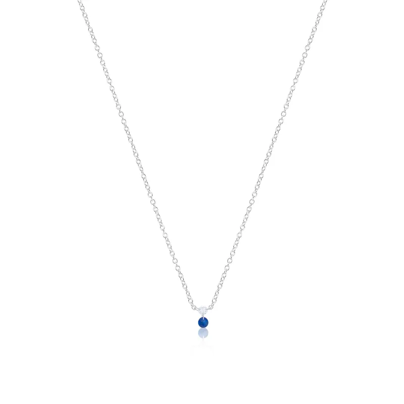 14kt White Gold Diamond and Sapphire Stone Necklace made by Meira T