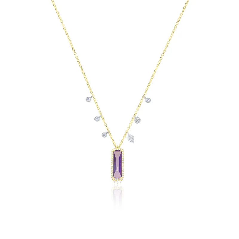 14kt Yellow Gold Diamond Fringe and Light Purple Amethyst Pendant Necklace sold by Meira T
