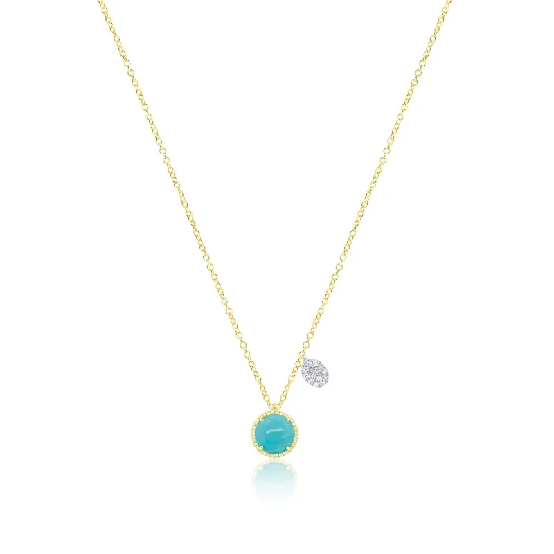 14kt Yellow Gold Diamond and Turquoise Necklace sold by Meira T