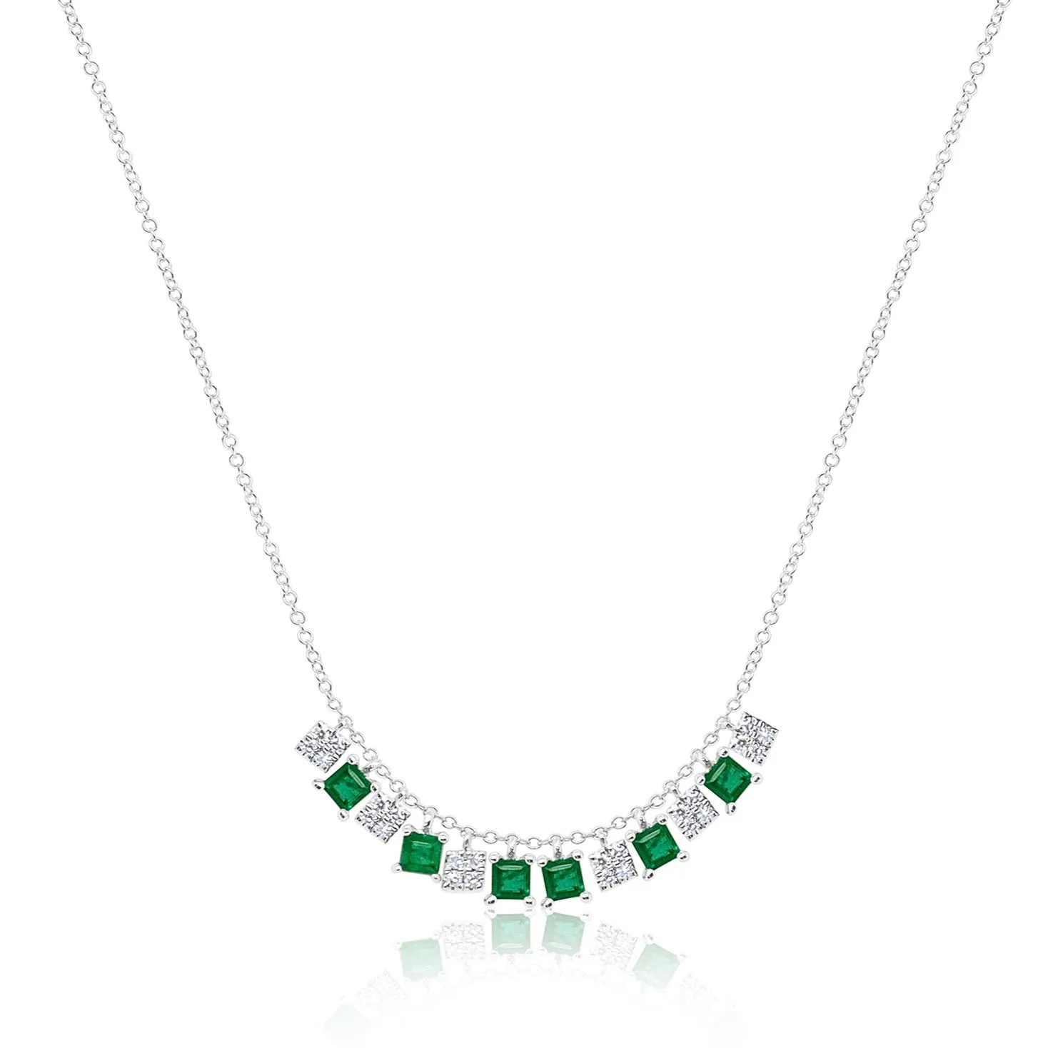 14kt White Gold Diamond and Emerald Fringe Necklace sold by Meira T