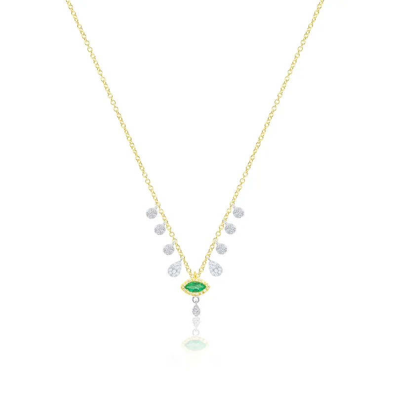 14kt Yellow Gold Diamond and Emerald Fringe Necklace made by Meira T
