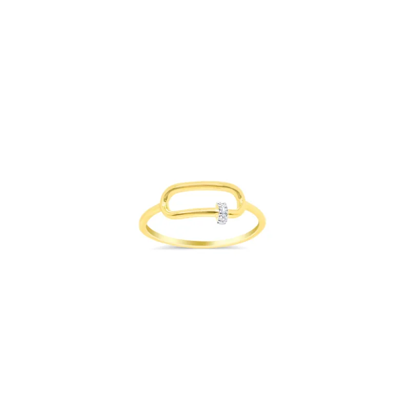 14kt Yellow Gold Diamond Oval Lock  Ring sold by Meira T