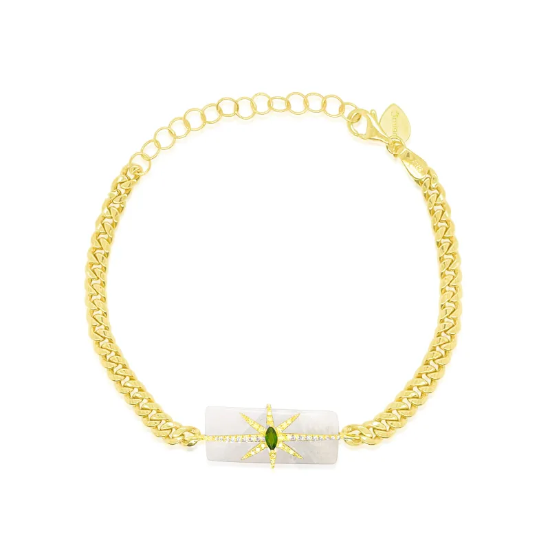 14kt Yellow Gold Hemimorphite with Green Chrome and Diamond Bracelet sold by Meira T