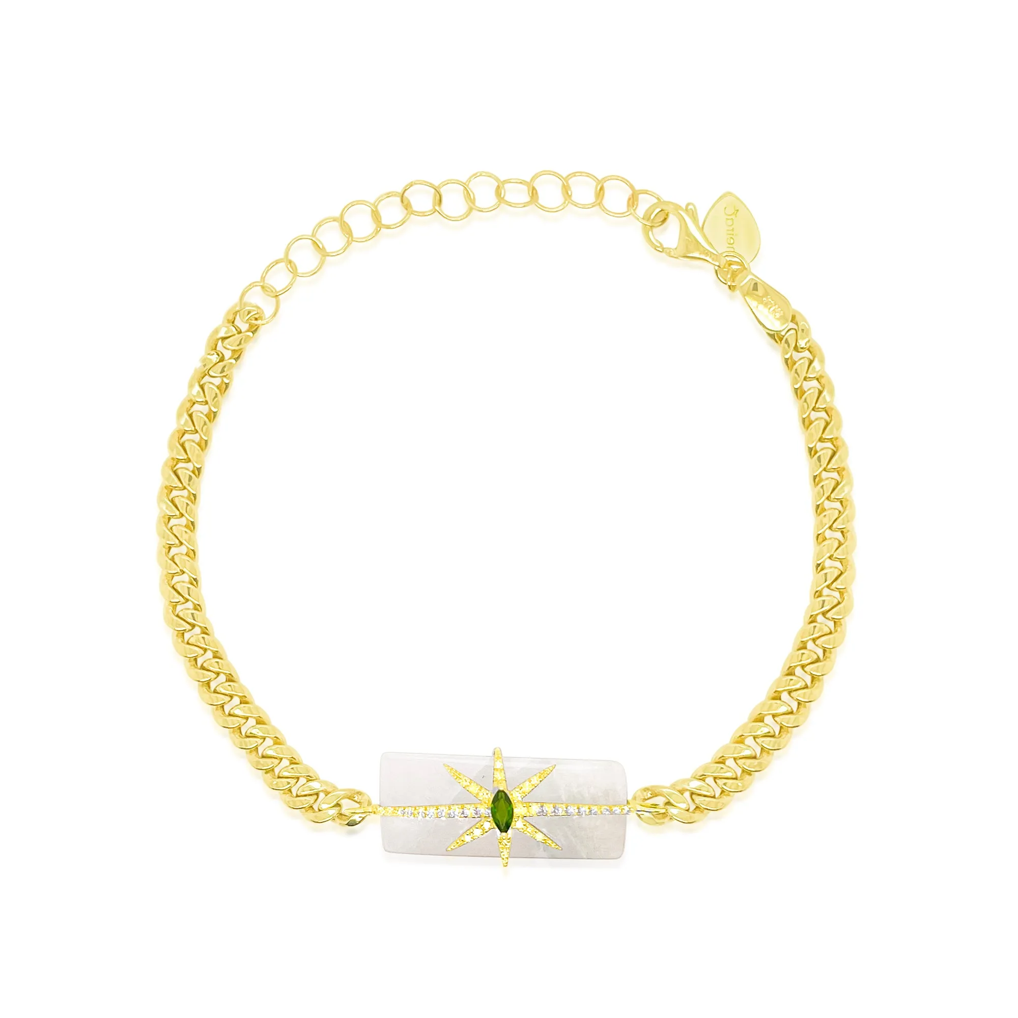 14kt Yellow Gold Hemimorphite with Green Chrome and Diamond Bracelet sold by Meira T