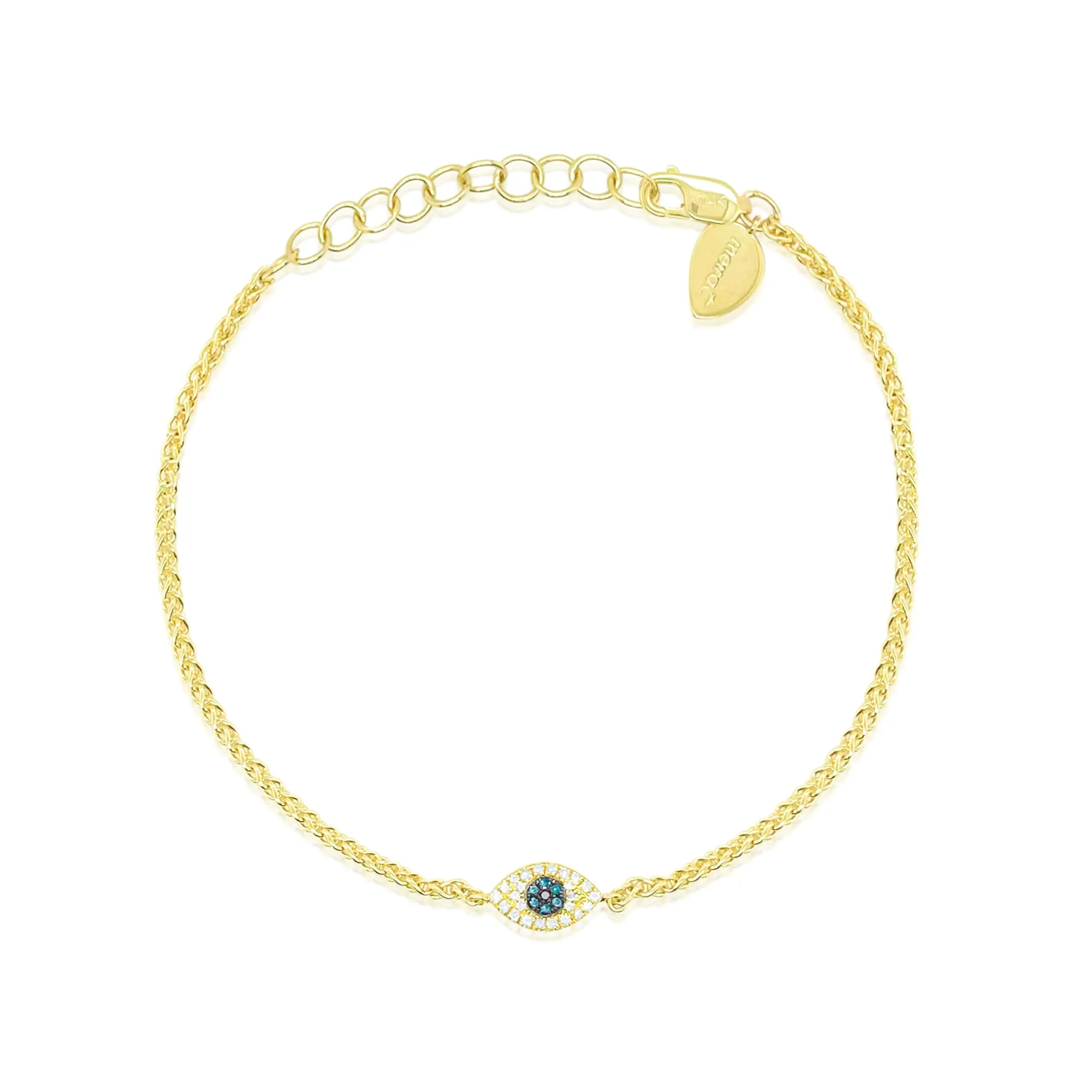 14kt Yellow Gold and Blue Diamond Evil Eye Bracelet sold by Meira T