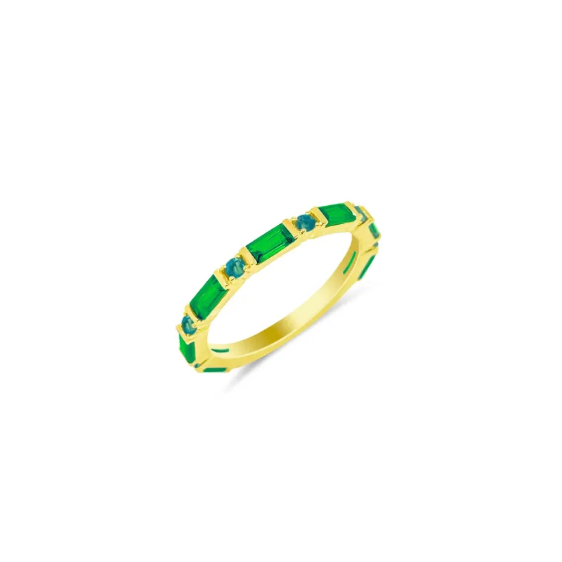Emerald Baguette and Sapphire Ring sold by Meira T