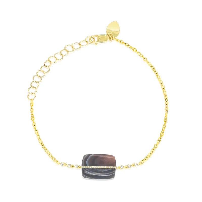 14kt Yellow Gold Diamond and Agate Pendant Bracelet made by Meira T
