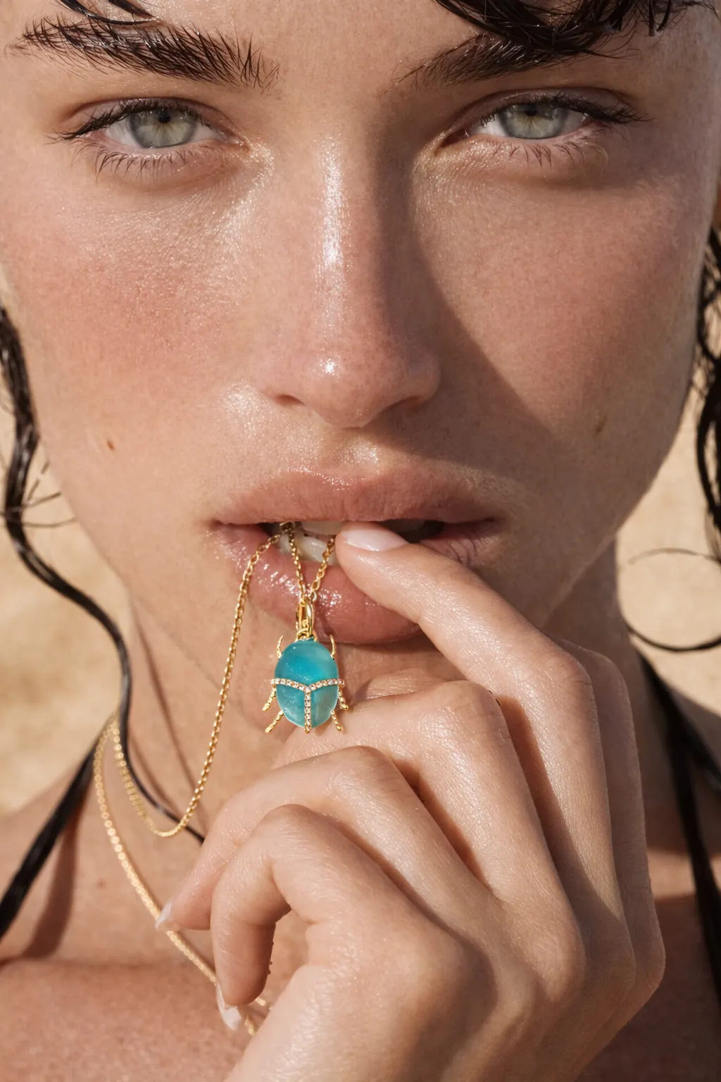 Scarab Turquoise and Diamond Charm sold by Meira T product image thumbnail 2