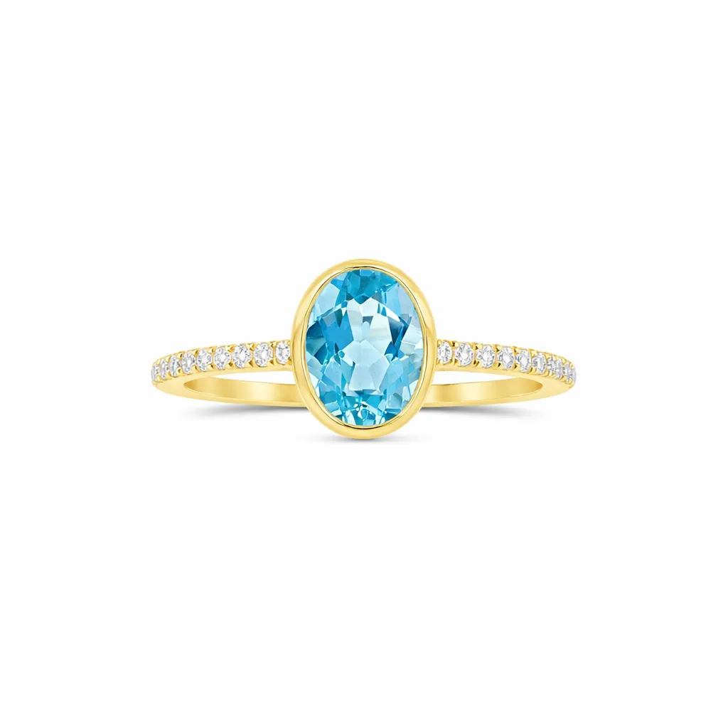14kt Yellow Gold Blue Topaz and Diamond Ring sold by Meira T
