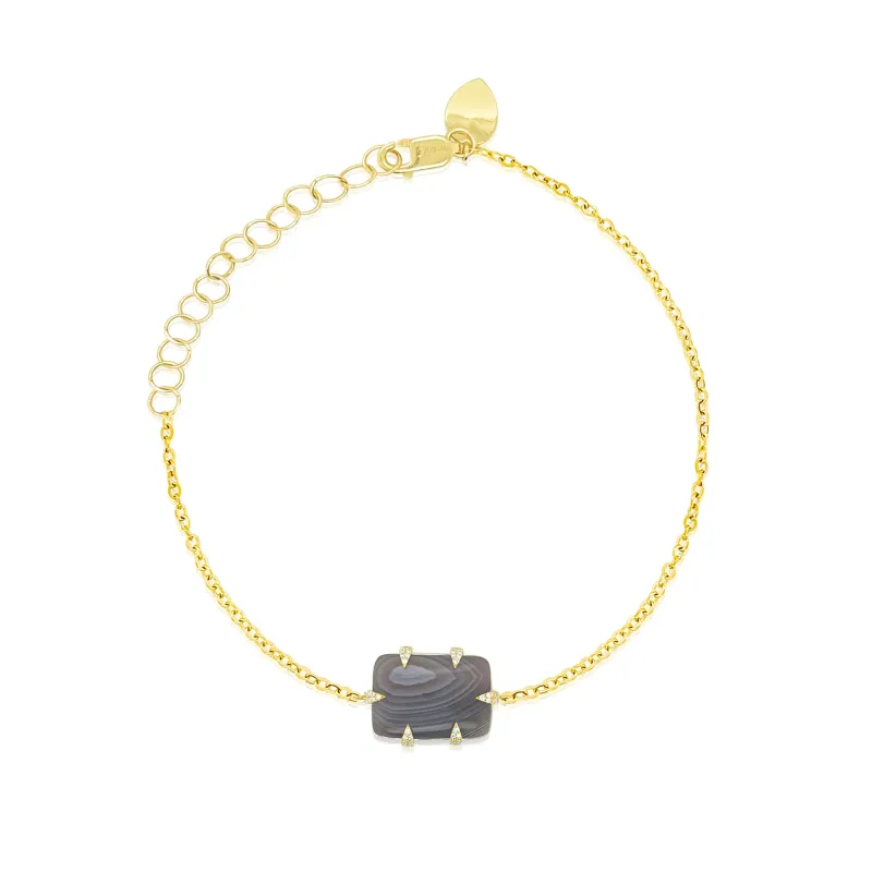 14kt Yellow Gold Agate and Diamond Charm Bracelet made by Meira T