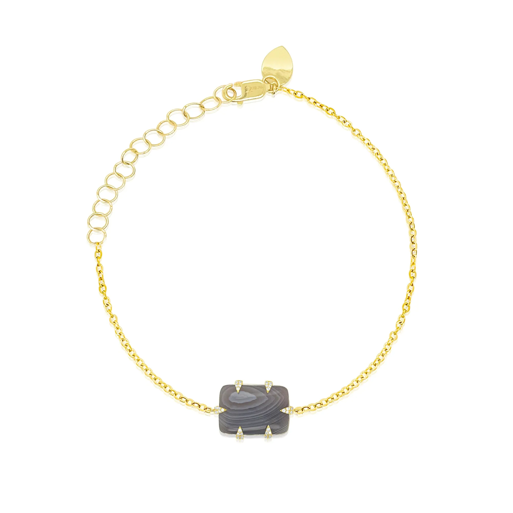 14kt Yellow Gold Agate and Diamond Charm Bracelet sold by Meira T