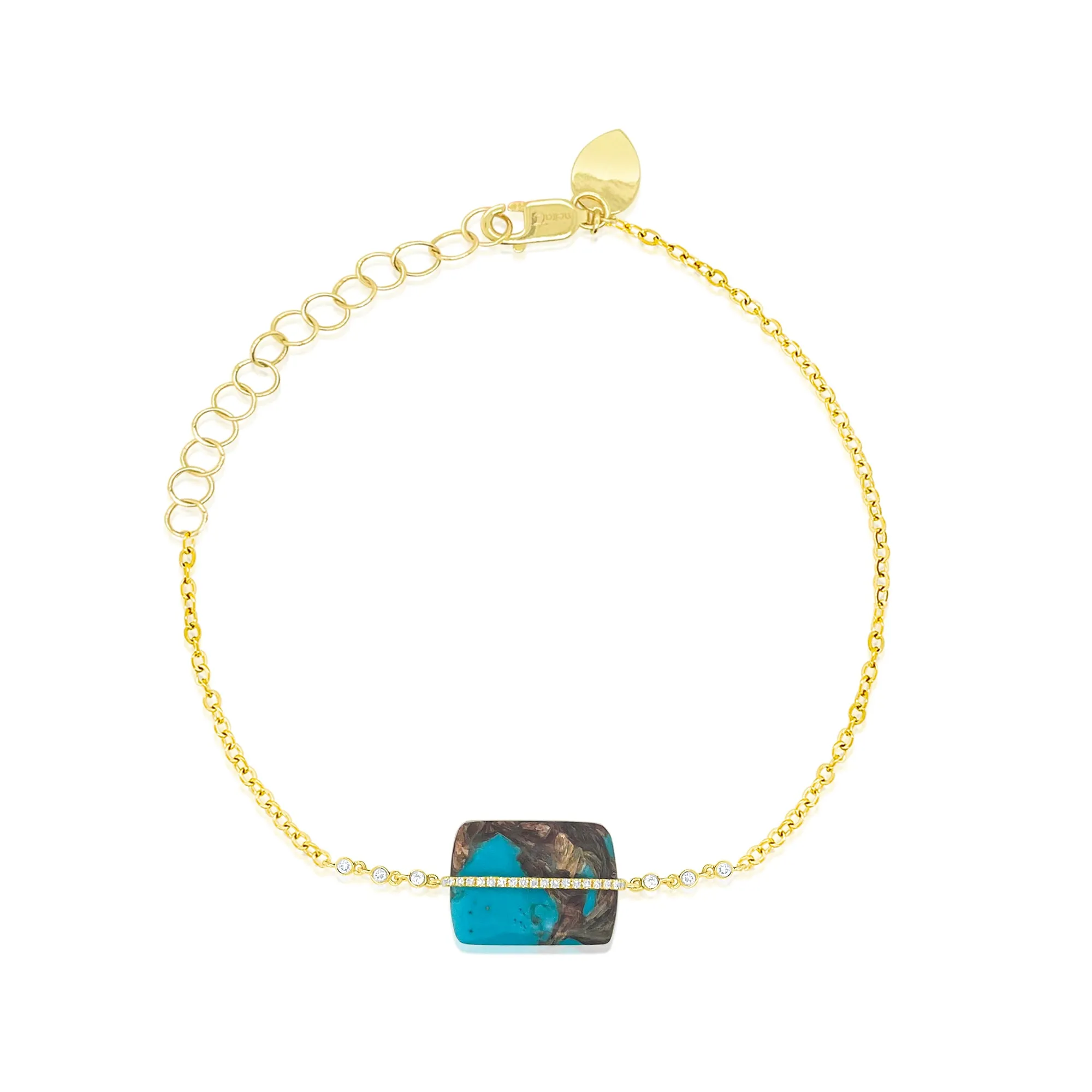 14kt Yellow Gold Turquoise Jasper and Diamond Pendant Bracelet sold by Meira T