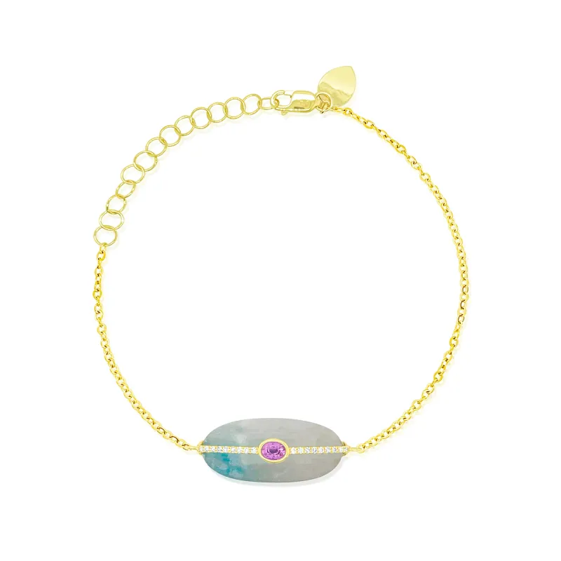 14kt Yellow Gold Heminorphite and Diamond Pendant Bracelet made by Meira T