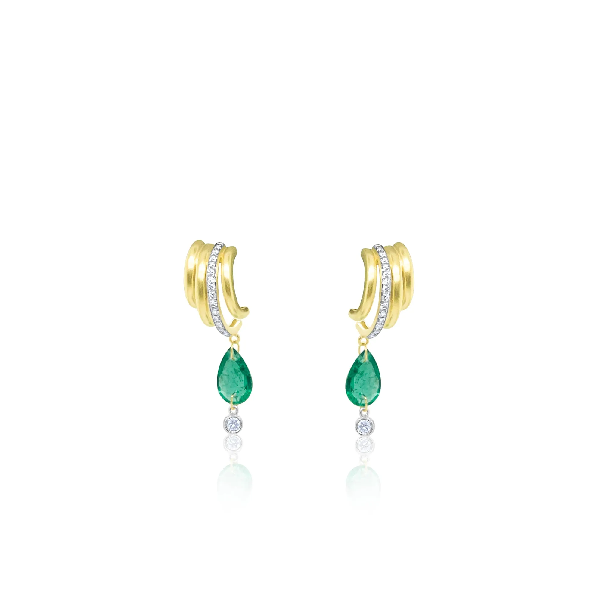 14kt Yellow Gold Diamond and Emerald Drop Earrings sold by Meira T