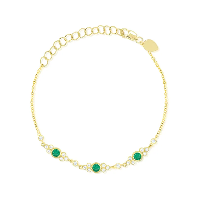 14kt Yellow Gold Diamond and Emerald Bracelet sold by Meira T