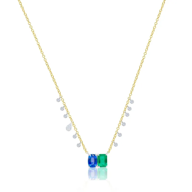 Yellow Gold Emerald and Blue Sapphire Necklace sold by Meira T