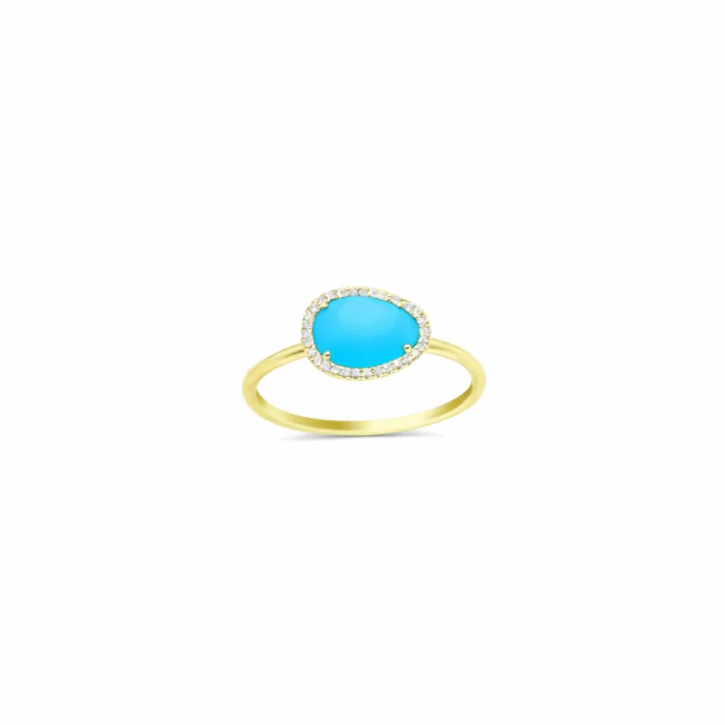 14kt Yellow Gold Turquoise Diamond Ring made by Meira T