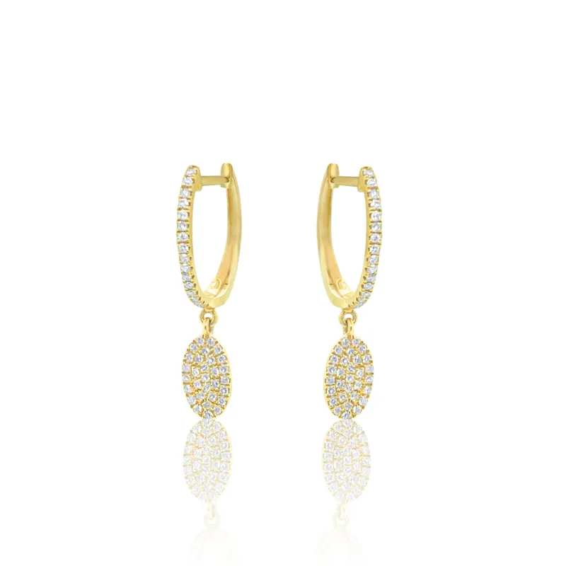14kt Yellow Gold Oval Pave Diamond Earrings made by Meira T