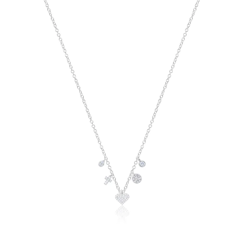 White Gold Cross Heart Necklace made by Meira T