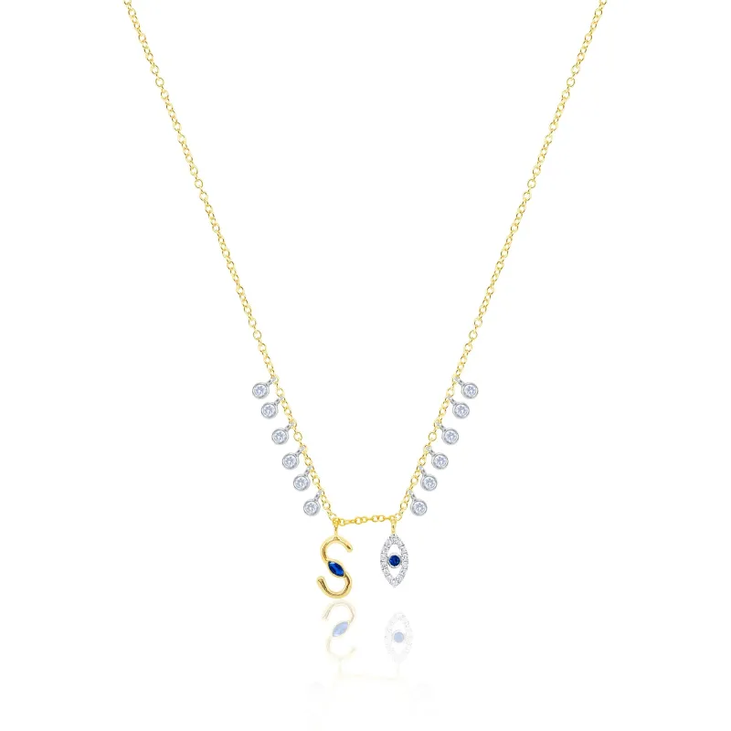 Yellow Gold S Evil Eye Charm Necklace made by Meira T