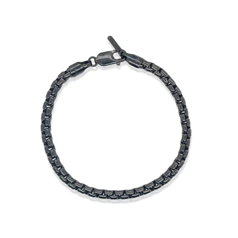 Black Silver Box Chain Bracelet made by Meira T