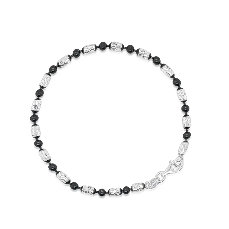 Sterling Silver and Black Bead Bracelet made by Meira T