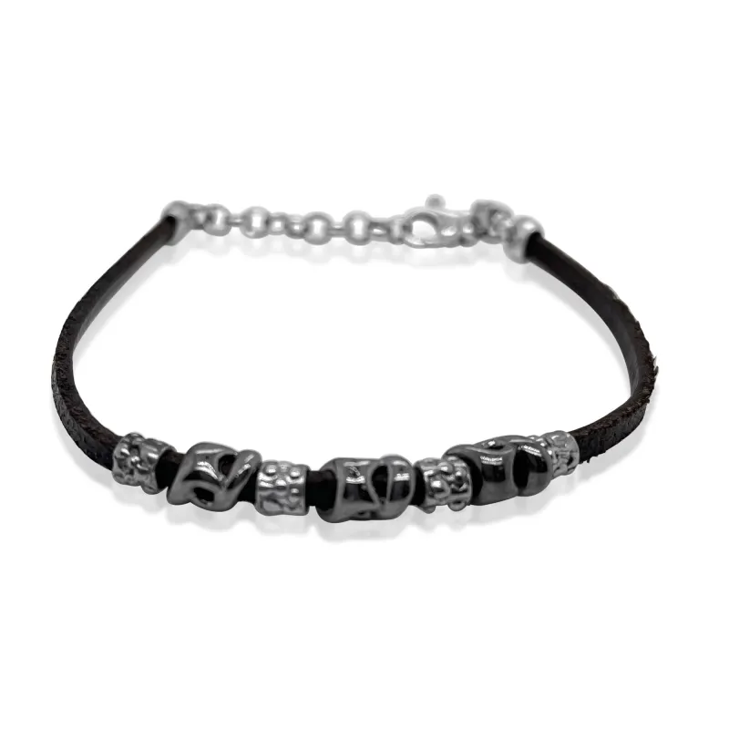 Stainless Steel and Leather Bracelet made by Meira T